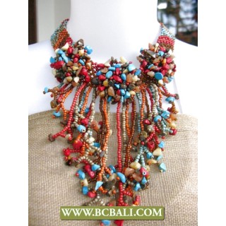 Beads Necklaces Mix Colors With Stone